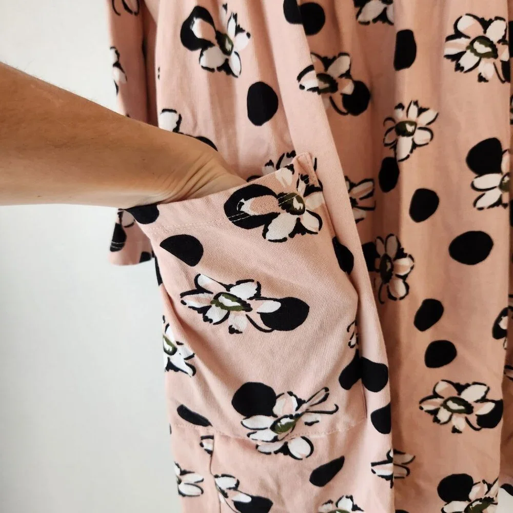 Hanna Andersson Pink Floral Stretch Summer Dress Pockets Youth Girls 10 (140cm)